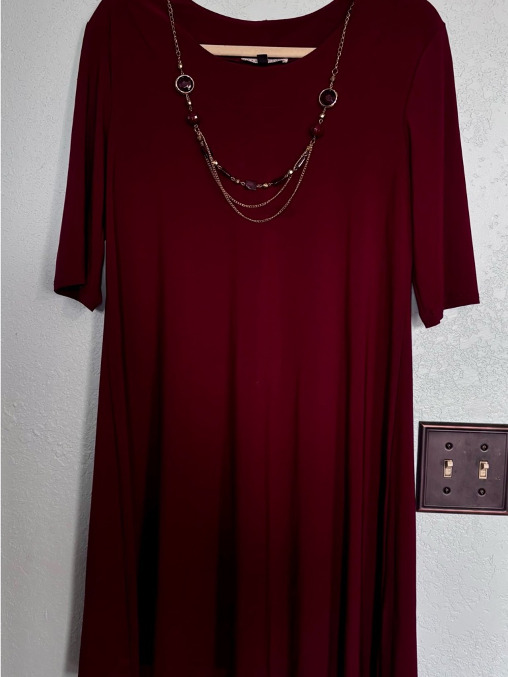 A.K.A Posh Wine-Red Swing Dress
